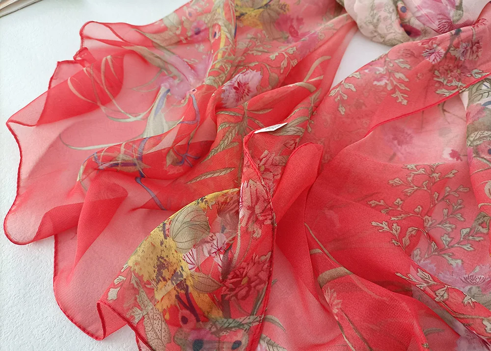Green Grass Women Elegant Chiffon Georgette Bandana Scarf Summer Beach Sunscreen Thin Hijab