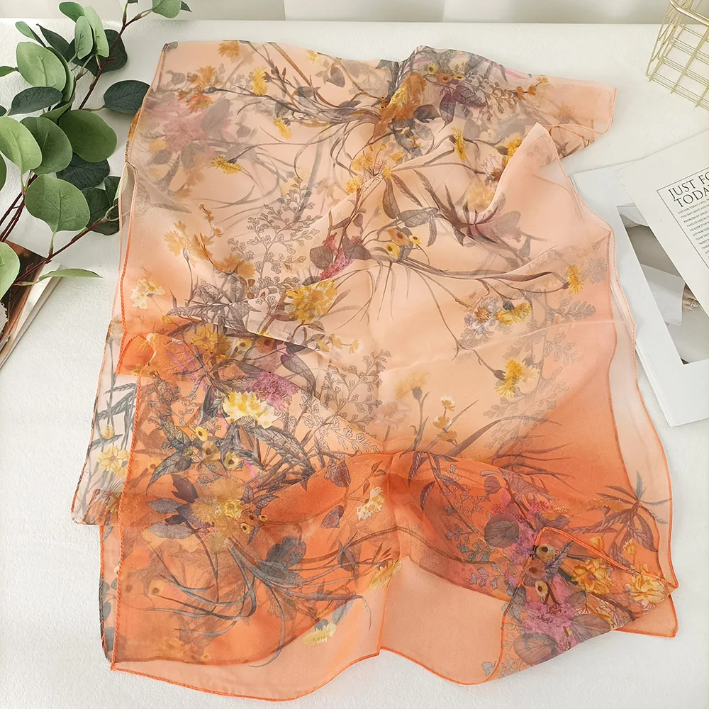 Green Grass Women Elegant Chiffon Georgette Bandana Scarf Summer Beach Sunscreen Thin Hijab