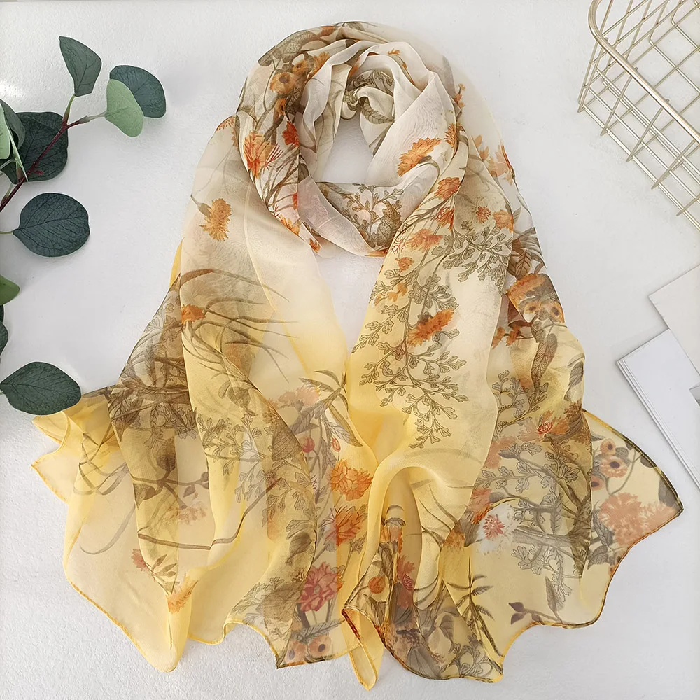 Green Grass Women Elegant Chiffon Georgette Bandana Scarf Summer Beach Sunscreen Thin Hijab