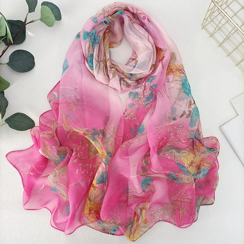 Green Grass Women Elegant Chiffon Georgette Bandana Scarf Summer Beach Sunscreen Thin Hijab