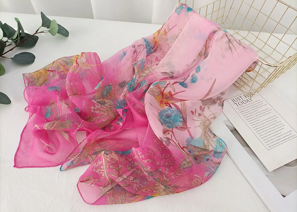 Green Grass Women Elegant Chiffon Georgette Bandana Scarf Summer Beach Sunscreen Thin Hijab