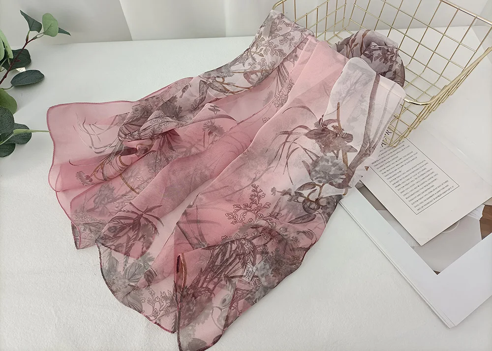 Green Grass Women Elegant Chiffon Georgette Bandana Scarf Summer Beach Sunscreen Thin Hijab