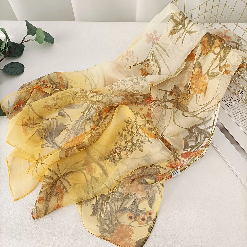 Green Grass Women Elegant Chiffon Georgette Bandana Scarf Summer Beach Sunscreen Thin Hijab