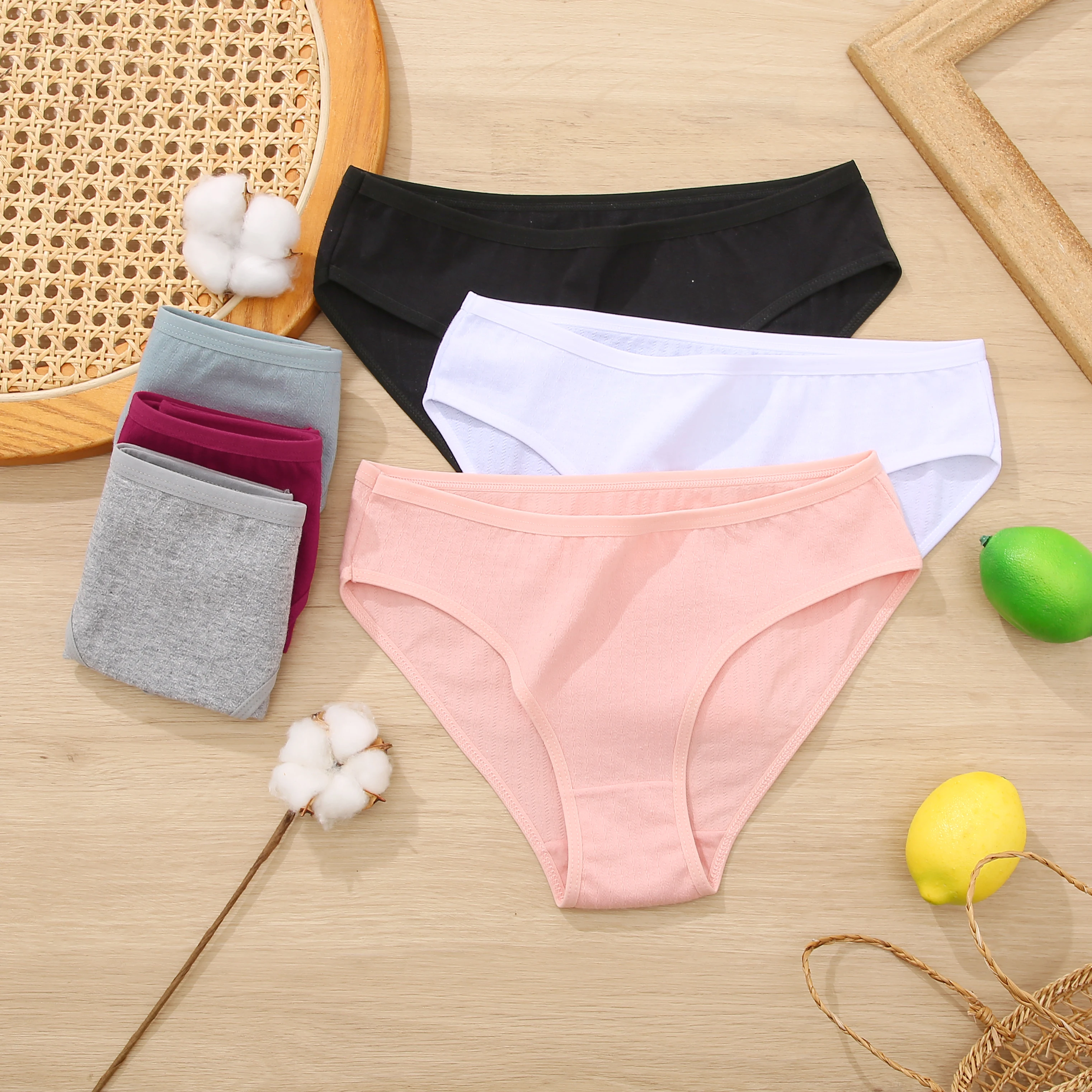 3PCS/SET Cotton Solid Color Women Panties Female Sexy Underwear Briefs Basic Panties for Woman's Underpants Intimates Lingerie