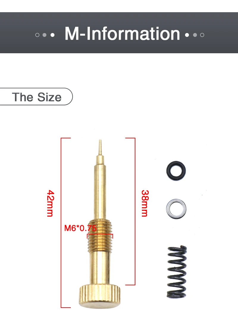 ZSDTRP 1PC Motorcycle Carburetor Air Adjusting Screw Idle Mixture Fuel Ratio Screw For Harley CV40 For Keihi CVK34 CVK36 CVK40