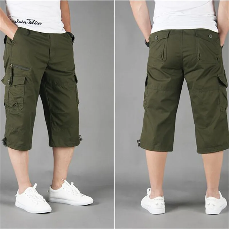 Capri Long Cargo Shorts Men 2026 Summer Casual Cotton Multi Pockets Hot Breeches Cropped Trousers Military Camouflage Shorts 5XL