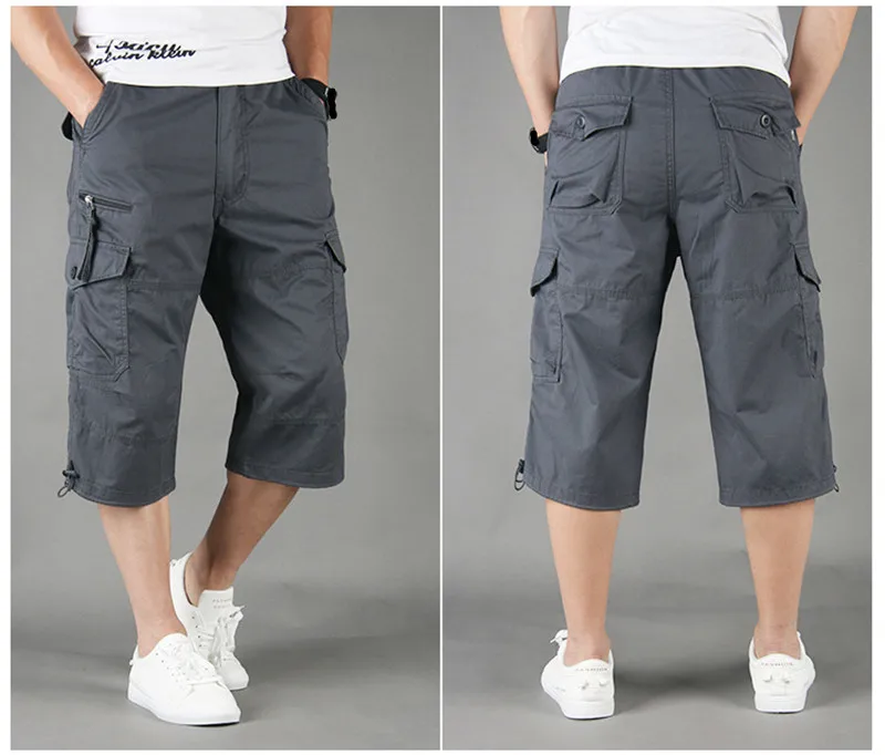 Capri Long Cargo Shorts Men 2026 Summer Casual Cotton Multi Pockets Hot Breeches Cropped Trousers Military Camouflage Shorts 5XL