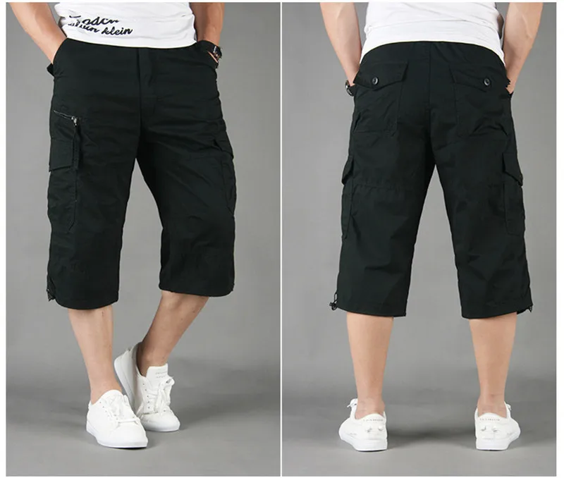 Capri Long Cargo Shorts Men 2026 Summer Casual Cotton Multi Pockets Hot Breeches Cropped Trousers Military Camouflage Shorts 5XL