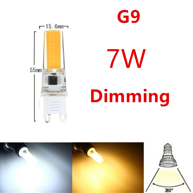 10PCS LED Bulb 3W 5W 7W G9 Light Bulb Dimmable AC220V COB Lamp SMD Spotlight Chandelier Lighting Replace 20w 30w Halogen Lamp