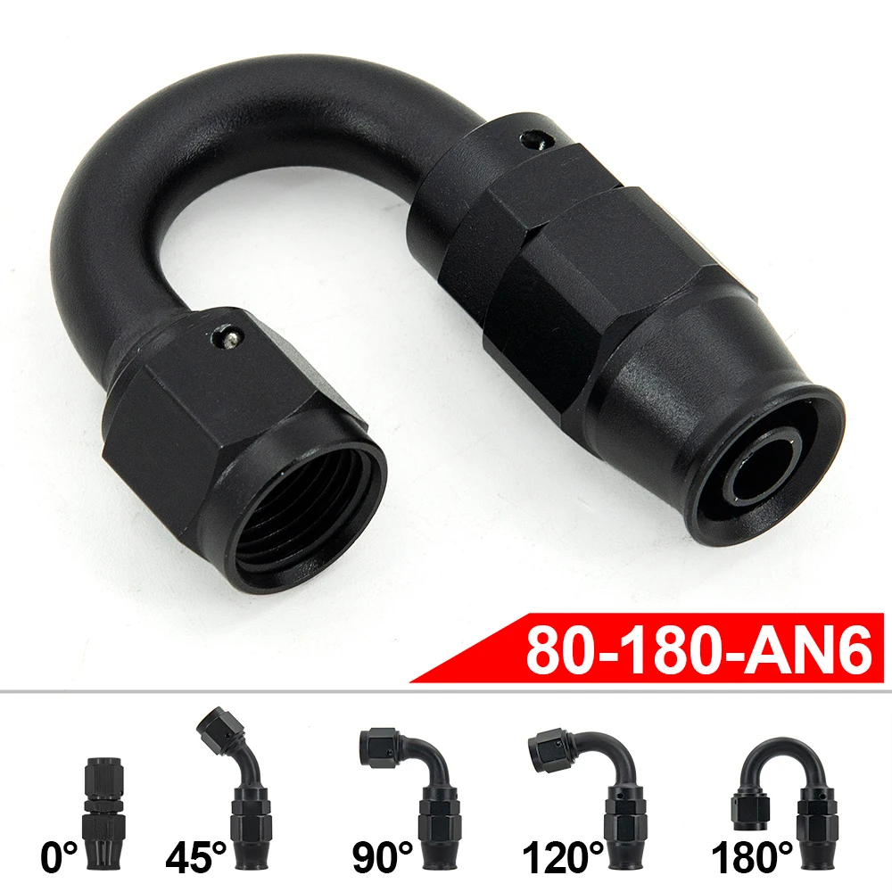AN6 AN8 straight 45 90 120 180 Degree Reusable Hose End Fitting Adapter For Swivel PTFE Oil Fuel Line Hose End Fitting