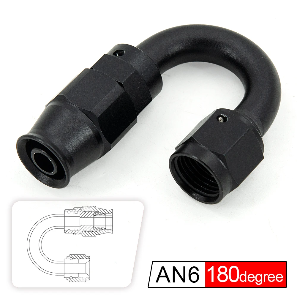 AN6 AN8 straight 45 90 120 180 Degree Reusable Hose End Fitting Adapter For Swivel PTFE Oil Fuel Line Hose End Fitting