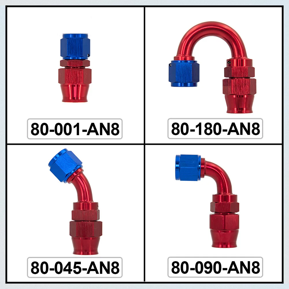 AN6 AN8 straight 45 90 120 180 Degree Reusable Hose End Fitting Adapter For Swivel PTFE Oil Fuel Line Hose End Fitting