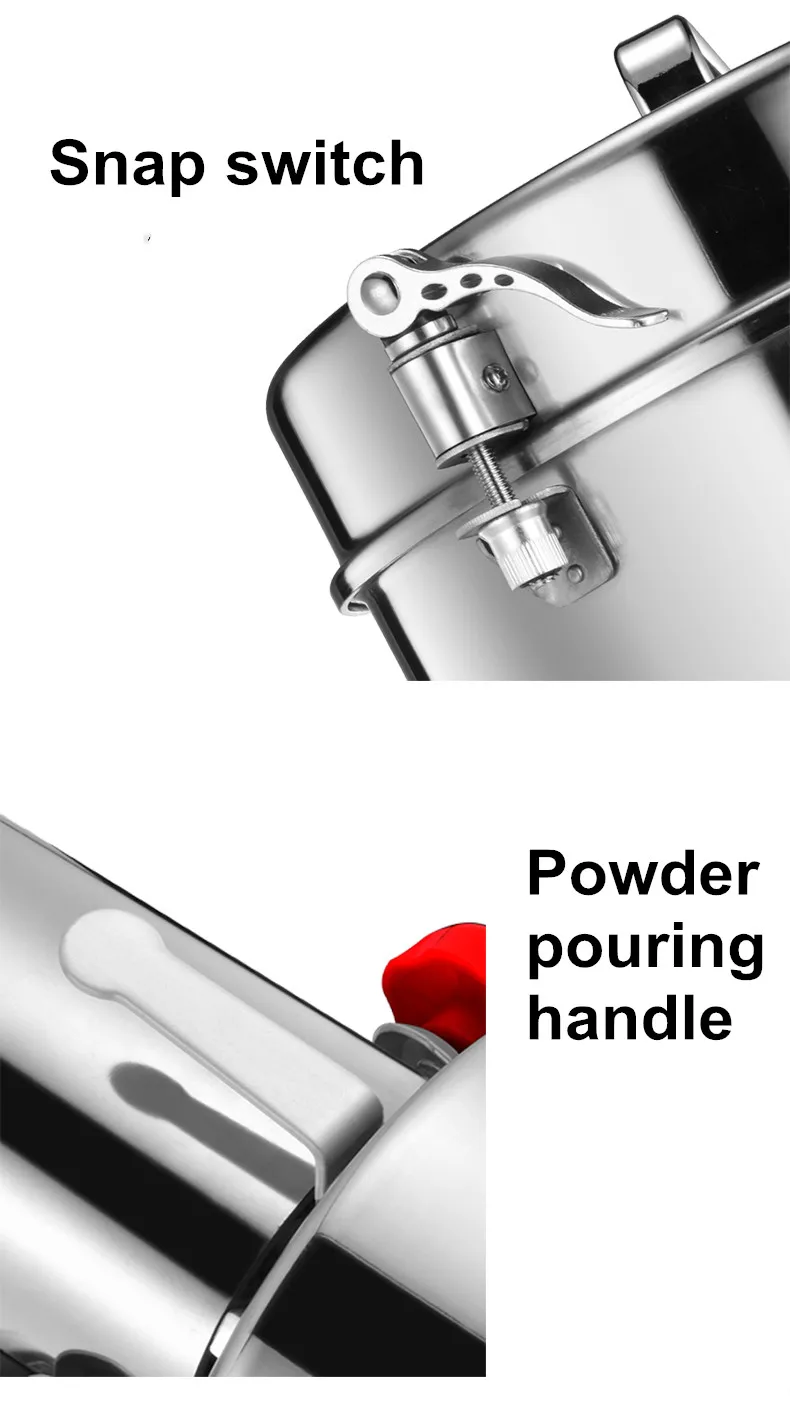 4500g Capacity Dry Food Grinder Mill Home Spice Coffee Grain Cereal Medicine Powder Crusher Gristmill - Kitchen Grinding Machine