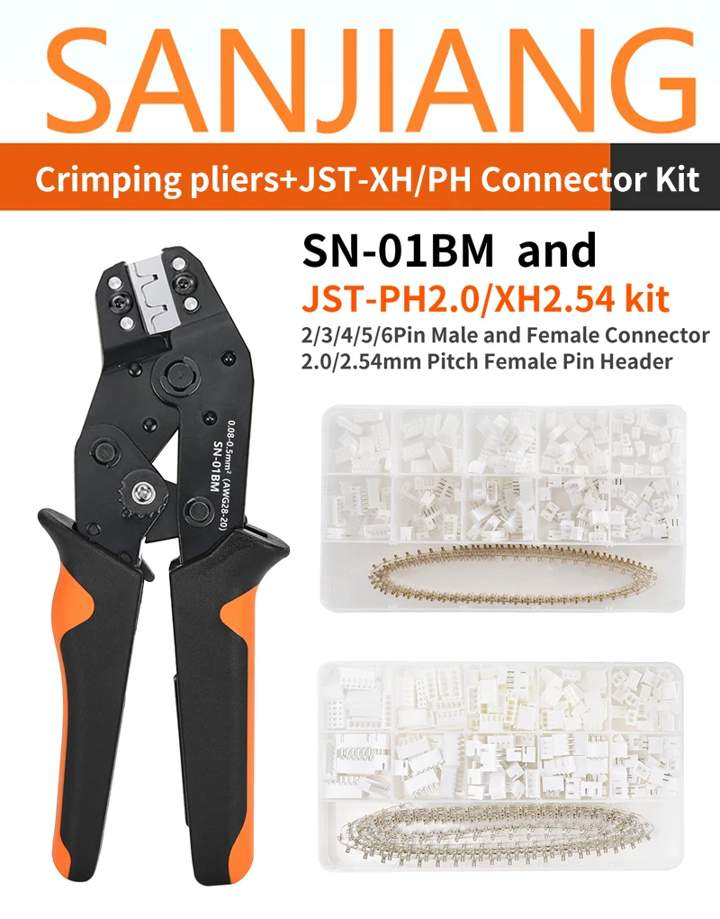 SN-01BM Micro Connector Ratchet Crimping Tool Kit Jst PH2.0/XH2.54 Terminals Wire Crimper Plier Set Mini Clamp Tool