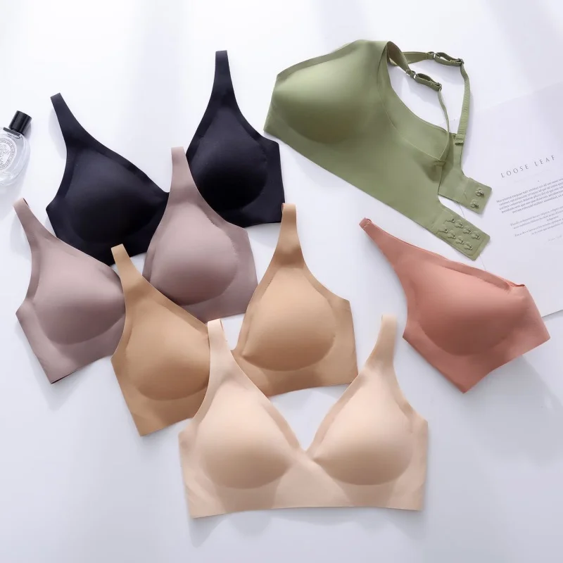 2Pcs/Set Seamless Bras For Women Wireless Underwear Push Up Bralette Soft Padded Deep V Sexy Lingerie Sleepwear Intimates S-3XL