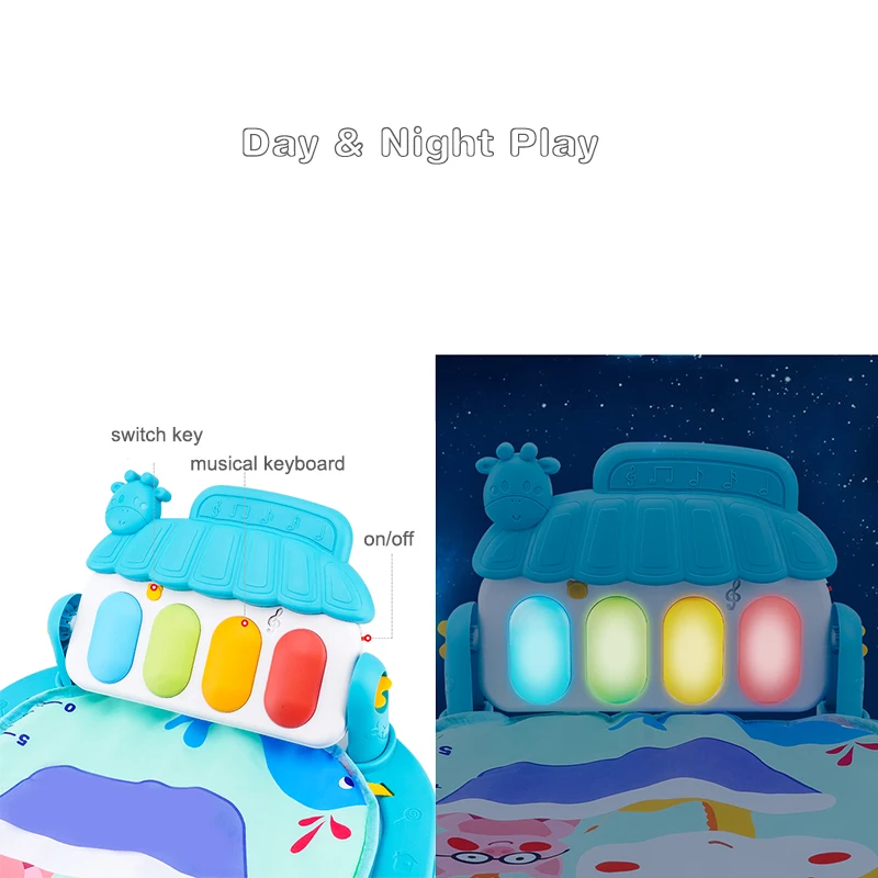 0-36 Months Baby Fitness Stand Music Play Gym Activity Toys Newborn Piano Crawling Blanket Pedal Game Pad Early Education Gifts