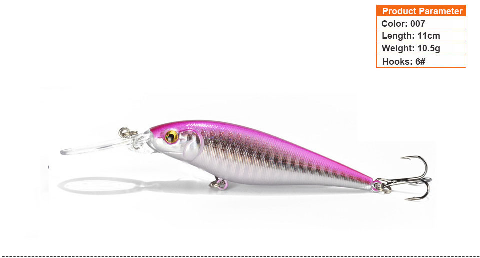 1PCS Colorful Stripe Pattern 11cm 10.5g Hard Bait Minnow Streak Fishing Lures Bass Fresh Water Hook Diving Perch Wobbler Fish