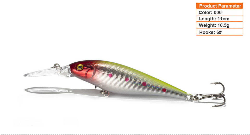 1PCS Colorful Stripe Pattern 11cm 10.5g Hard Bait Minnow Streak Fishing Lures Bass Fresh Water Hook Diving Perch Wobbler Fish