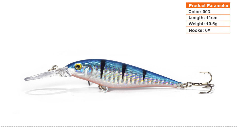 1PCS Colorful Stripe Pattern 11cm 10.5g Hard Bait Minnow Streak Fishing Lures Bass Fresh Water Hook Diving Perch Wobbler Fish