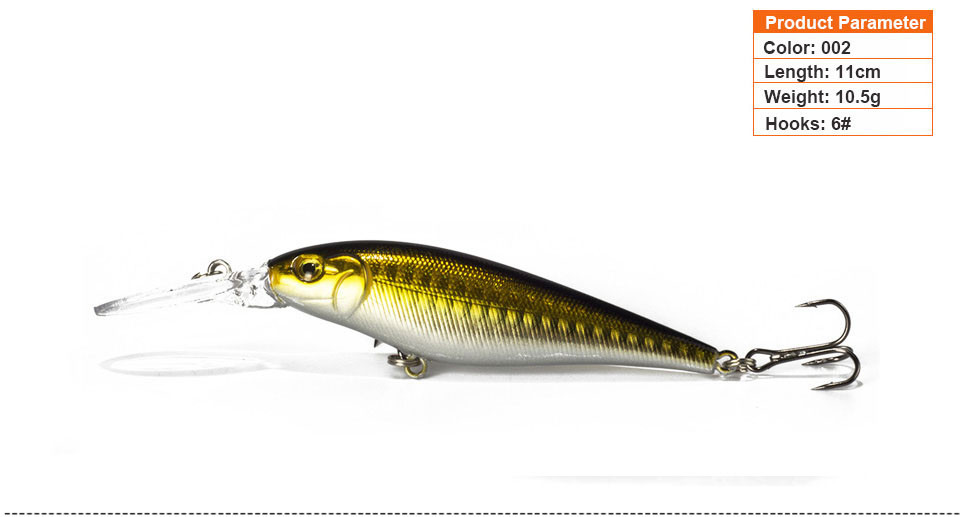 1PCS Colorful Stripe Pattern 11cm 10.5g Hard Bait Minnow Streak Fishing Lures Bass Fresh Water Hook Diving Perch Wobbler Fish
