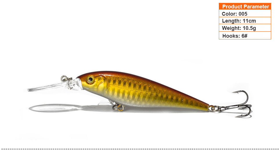 1PCS Colorful Stripe Pattern 11cm 10.5g Hard Bait Minnow Streak Fishing Lures Bass Fresh Water Hook Diving Perch Wobbler Fish