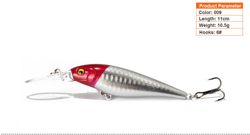 1PCS Colorful Stripe Pattern 11cm 10.5g Hard Bait Minnow Streak Fishing Lures Bass Fresh Water Hook Diving Perch Wobbler Fish