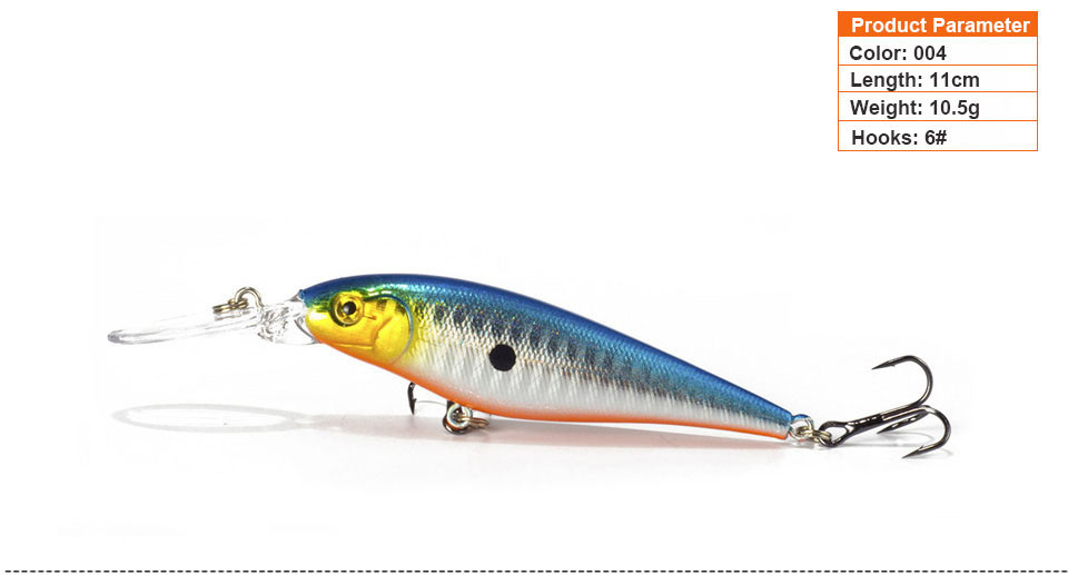 1PCS Colorful Stripe Pattern 11cm 10.5g Hard Bait Minnow Streak Fishing Lures Bass Fresh Water Hook Diving Perch Wobbler Fish