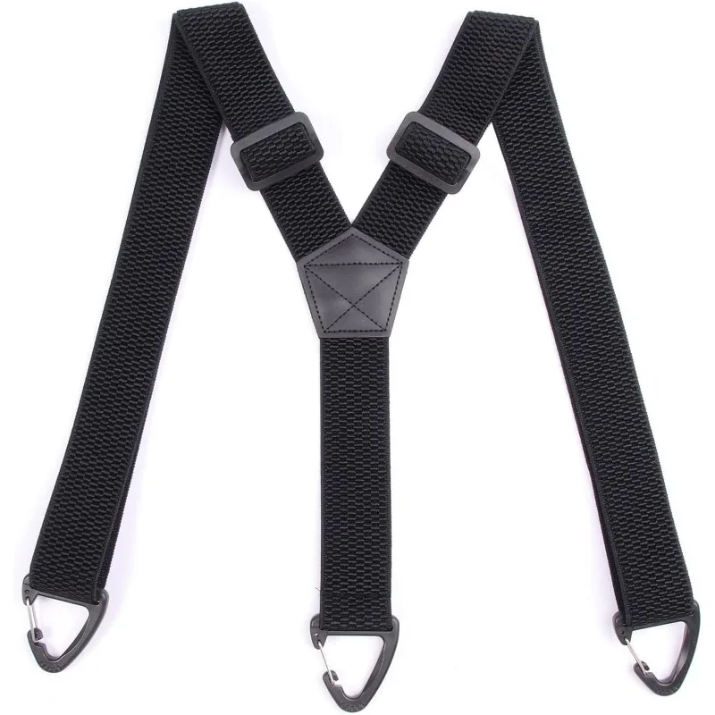 Adjustable Elastic Trouser Pants Braces-Black Heavy Duty Work Suspenders for Men 3.8cm Wide Y-back X-back with Plastic Gripper