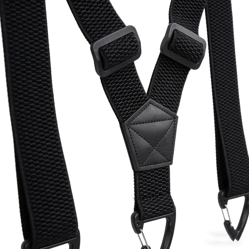 Adjustable Elastic Trouser Pants Braces-Black Heavy Duty Work Suspenders for Men 3.8cm Wide Y-back X-back with Plastic Gripper