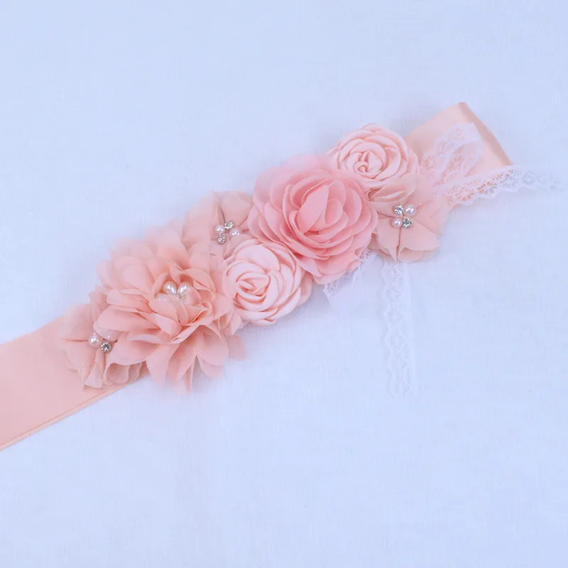 Fashion Lace Flower Belt Women Flower Girl Waistband Wedding Sashes Wedding Ribbons Rhinestones Belts Wedding Dress Belt