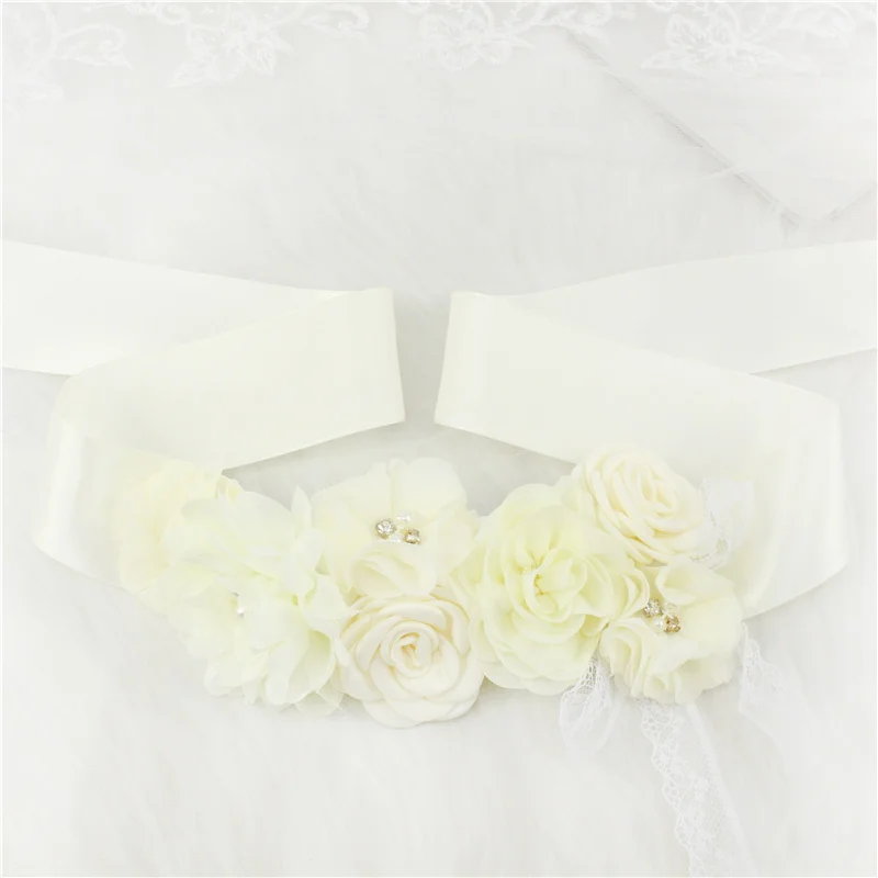 Fashion Lace Flower Belt Women Flower Girl Waistband Wedding Sashes Wedding Ribbons Rhinestones Belts Wedding Dress Belt