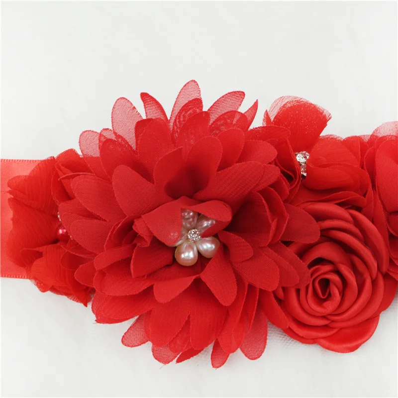 Fashion Lace Flower Belt Women Flower Girl Waistband Wedding Sashes Wedding Ribbons Rhinestones Belts Wedding Dress Belt