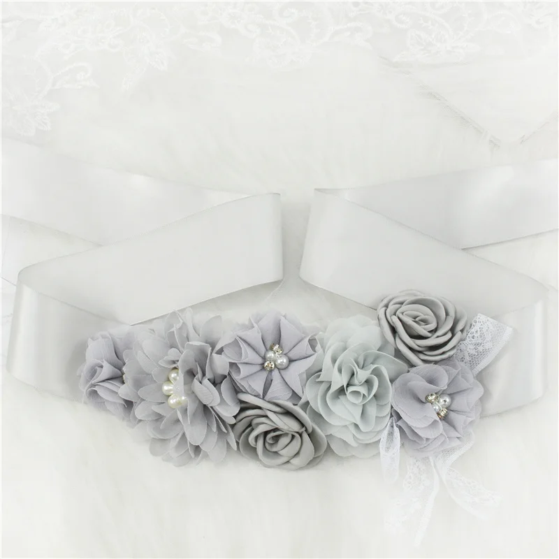 Fashion Lace Flower Belt Women Flower Girl Waistband Wedding Sashes Wedding Ribbons Rhinestones Belts Wedding Dress Belt