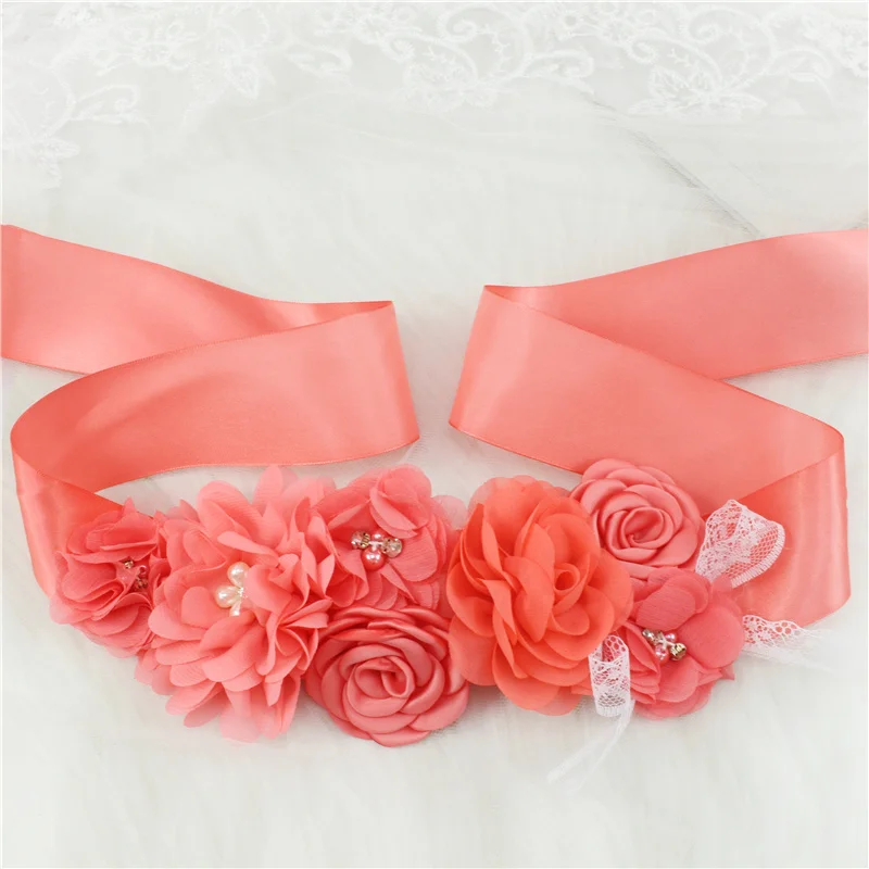 Fashion Lace Flower Belt Women Flower Girl Waistband Wedding Sashes Wedding Ribbons Rhinestones Belts Wedding Dress Belt