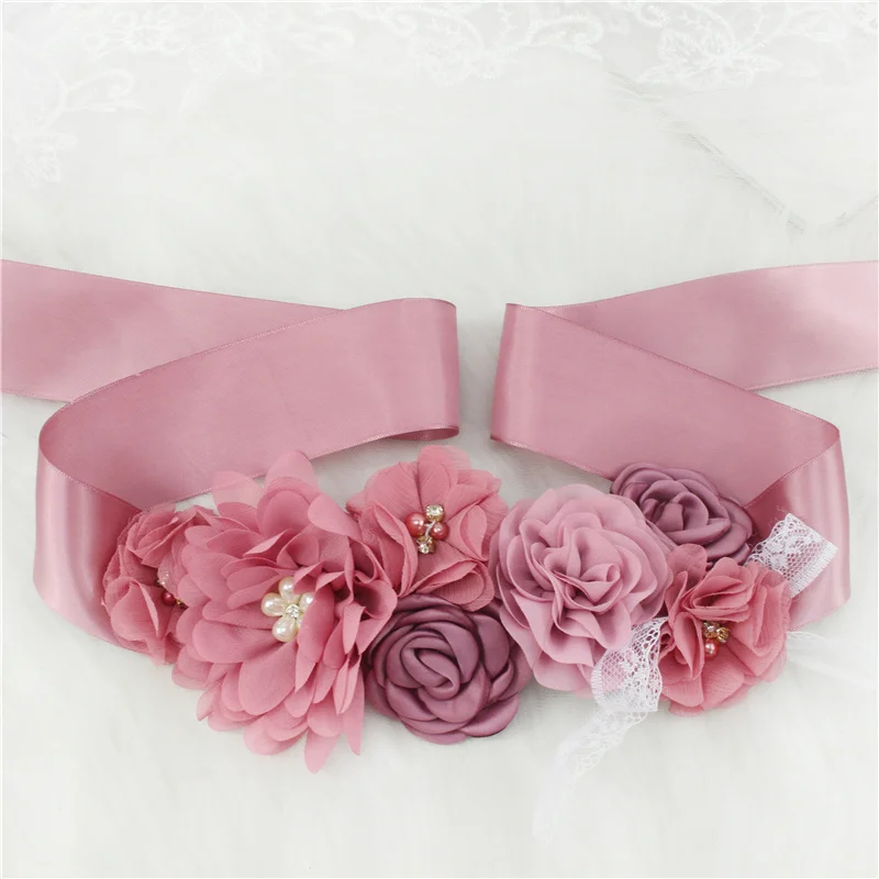 Fashion Lace Flower Belt Women Flower Girl Waistband Wedding Sashes Wedding Ribbons Rhinestones Belts Wedding Dress Belt