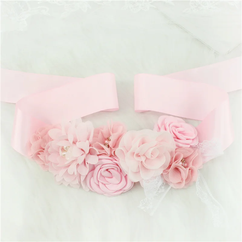 Fashion Lace Flower Belt Women Flower Girl Waistband Wedding Sashes Wedding Ribbons Rhinestones Belts Wedding Dress Belt