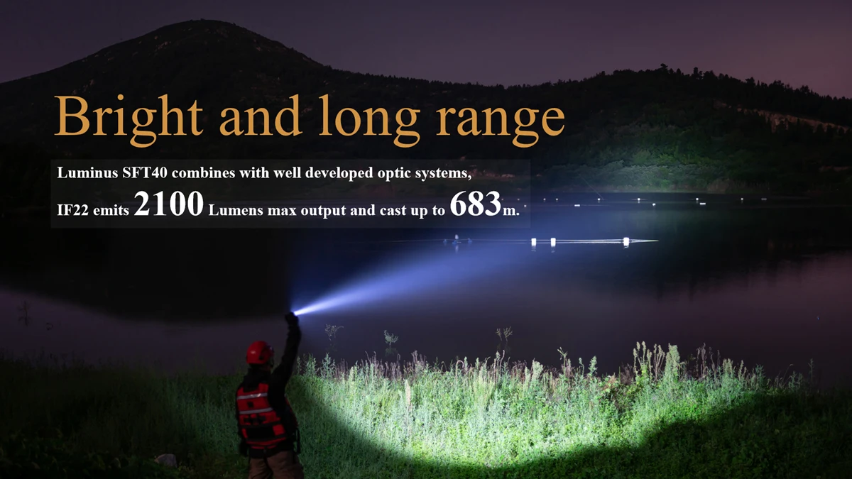 SOFIRN IF22A TIR Optics 2100lm LED Flashlight Rechargeable 21700 USB C Powerful EDC Light Torch Outdoor Lantern for Fish