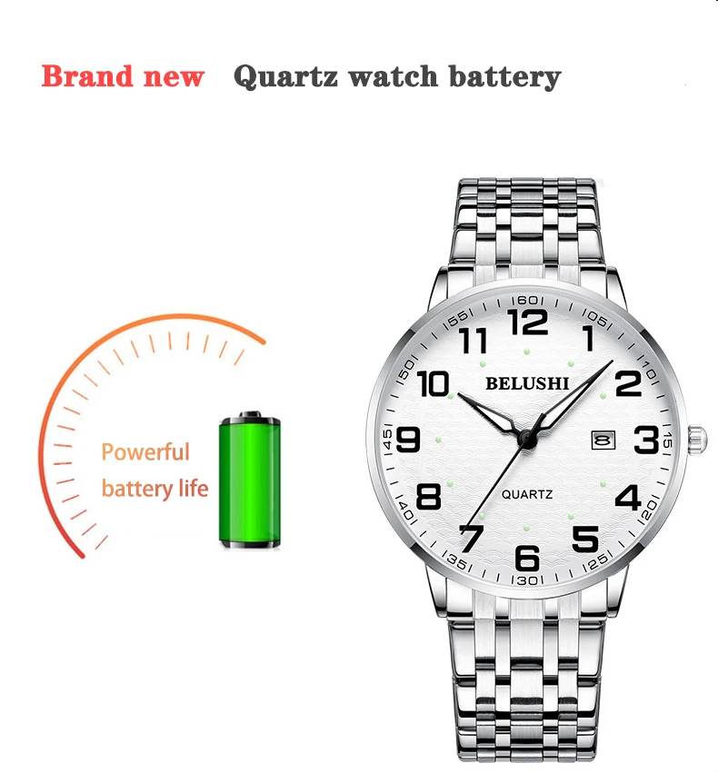 Elderly Watches Waterproof Big Number 41mm Dial Light Luxury Gold Steel Watch Men's Fashion Quartz Wristwatches Clock UTHAI H10