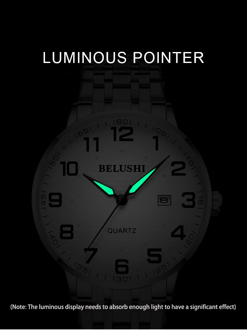 Elderly Watches Waterproof Big Number 41mm Dial Light Luxury Gold Steel Watch Men's Fashion Quartz Wristwatches Clock UTHAI H10