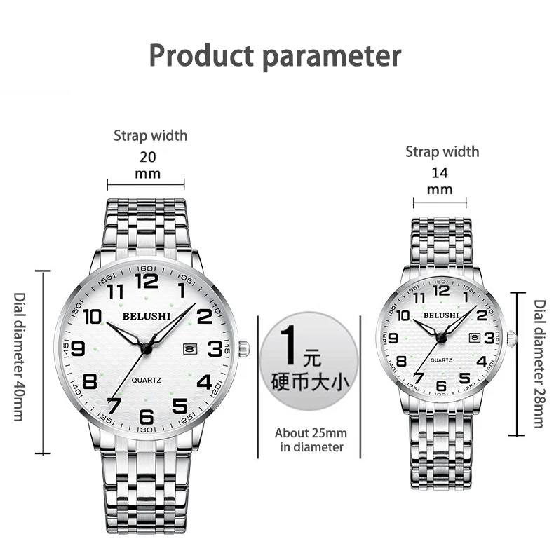 Elderly Watches Waterproof Big Number 41mm Dial Light Luxury Gold Steel Watch Men's Fashion Quartz Wristwatches Clock UTHAI H10
