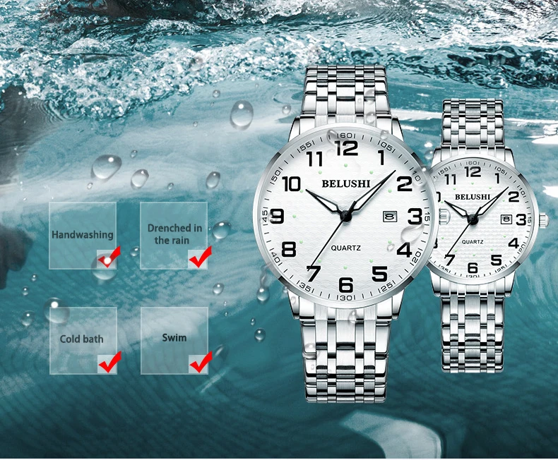 Elderly Watches Waterproof Big Number 41mm Dial Light Luxury Gold Steel Watch Men's Fashion Quartz Wristwatches Clock UTHAI H10