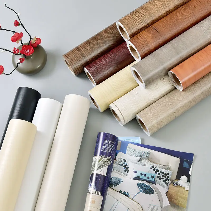 Wood Stripe Vinyl DIY Self Adhesive Waterproof PVC Wallpaper Renovation Cabinets Furniture Wall Sticker Home Decor Sticky Papers