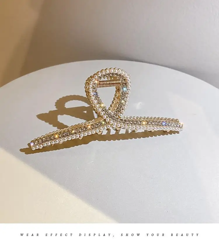 New Pearl Diamond Plate Hair Claw Clip Non-slip Metal Large Shark Clip Crab Hair Clip Women Hair Clips Accessories