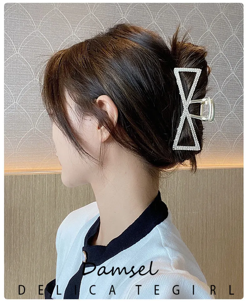 New Pearl Diamond Plate Hair Claw Clip Non-slip Metal Large Shark Clip Crab Hair Clip Women Hair Clips Accessories