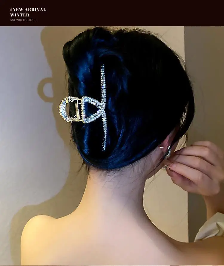 New Pearl Diamond Plate Hair Claw Clip Non-slip Metal Large Shark Clip Crab Hair Clip Women Hair Clips Accessories