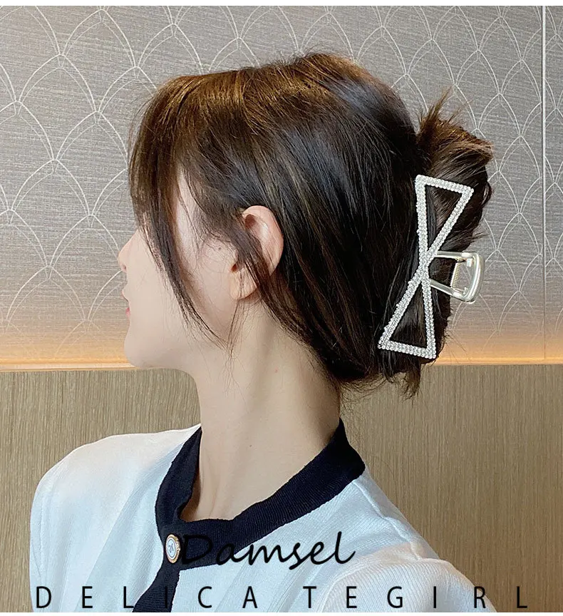 New Pearl Diamond Plate Hair Claw Clip Non-slip Metal Large Shark Clip Crab Hair Clip Women Hair Clips Accessories