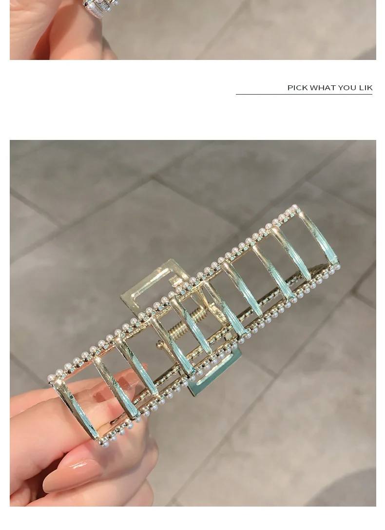 New Pearl Diamond Plate Hair Claw Clip Non-slip Metal Large Shark Clip Crab Hair Clip Women Hair Clips Accessories