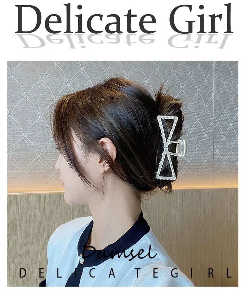 New Pearl Diamond Plate Hair Claw Clip Non-slip Metal Large Shark Clip Crab Hair Clip Women Hair Clips Accessories