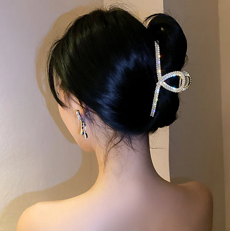 New Pearl Diamond Plate Hair Claw Clip Non-slip Metal Large Shark Clip Crab Hair Clip Women Hair Clips Accessories