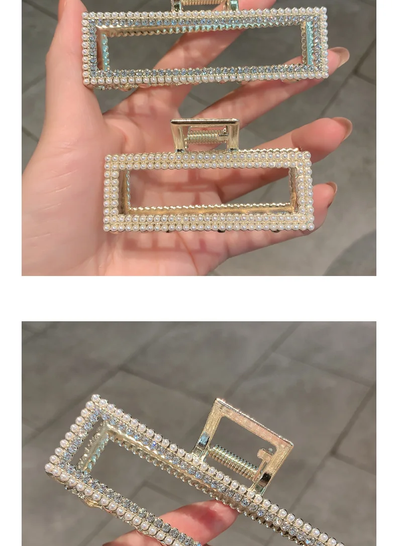 New Pearl Diamond Plate Hair Claw Clip Non-slip Metal Large Shark Clip Crab Hair Clip Women Hair Clips Accessories